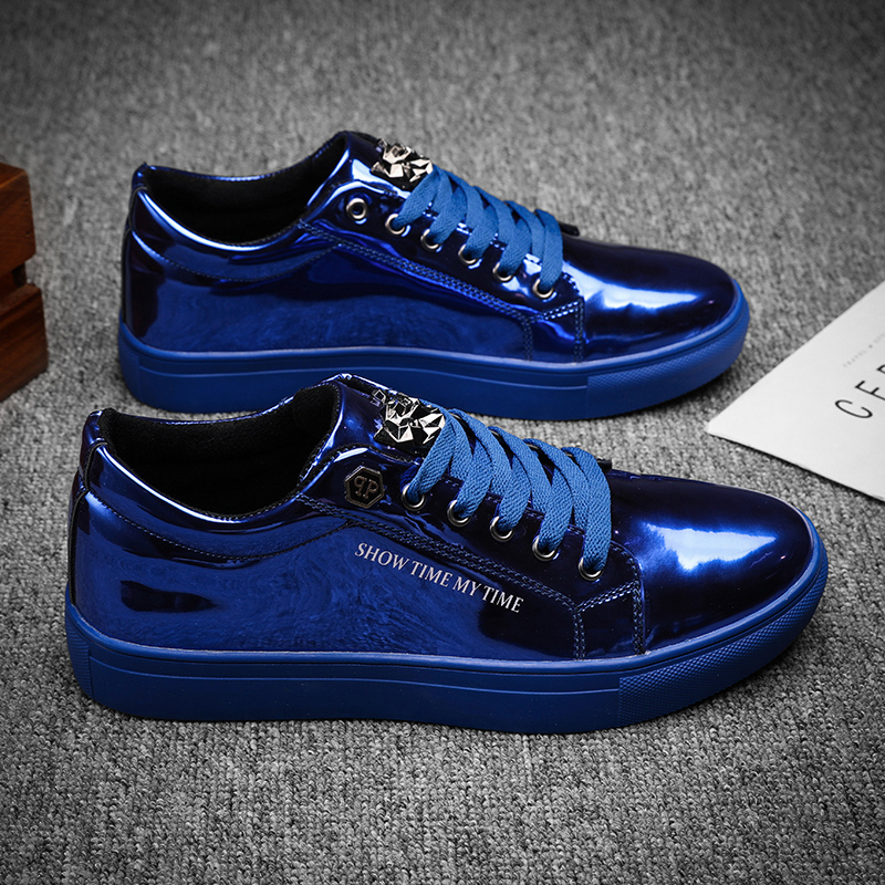 Luxury Lifestyle Fashion - Luxus Männer Casual Turnschuhe Blau Glänzend