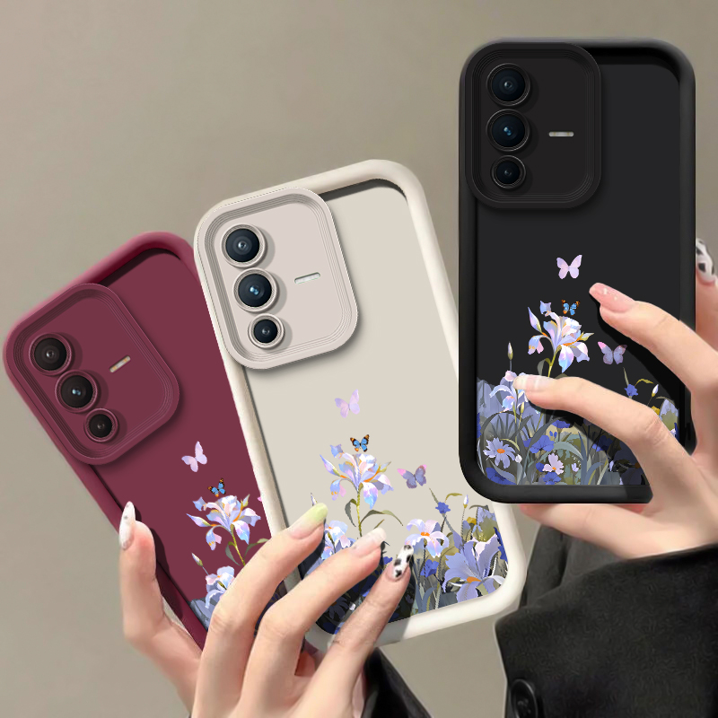 Vivo X200 - Modische Handyhülle mit Blumen- und Schmetterlingsdruck