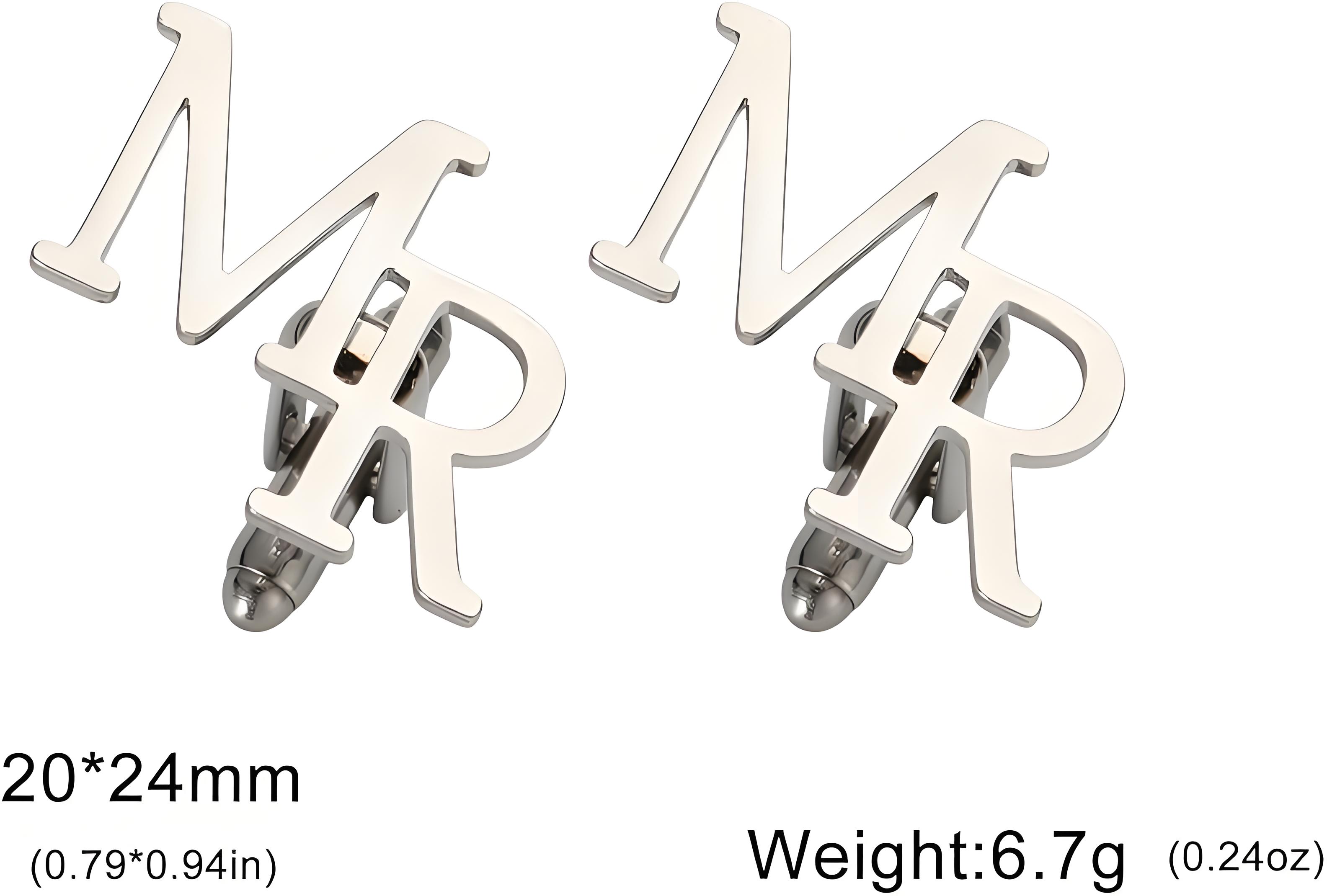 Monogram Cufflinks Set - Benutzerdefiniertes vergoldetes „MR“-Manschettenknöpfe und Anstecknadel-Set, personalisierter