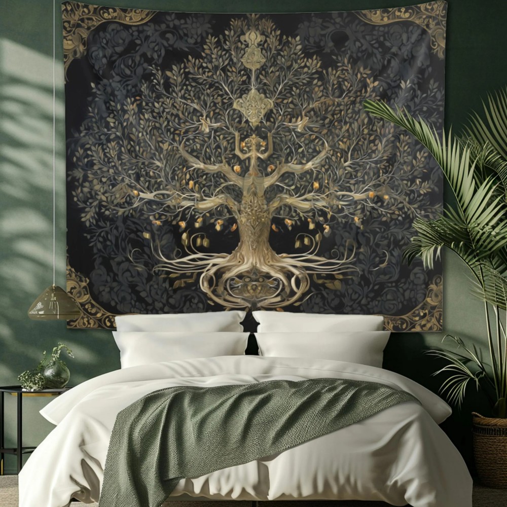 Luxury Lifestyle Background - VIKAMA Leichter Luxus-Wandteppich „Baum des Lebens“